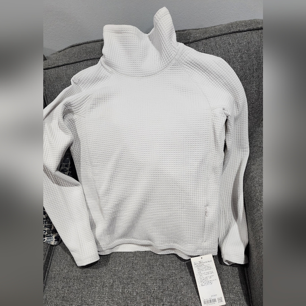 Waffle-Knit Funnel Neck Long Sleeve